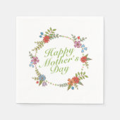 Elegant Happy Mother's Day Floral Wreath | Napkin Serviette (Vorderseite)