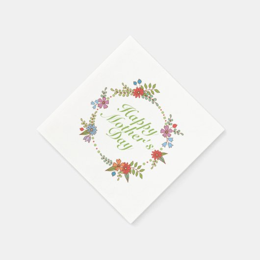 Elegant Happy Mother's Day Floral Wreath | Napkin Serviette (Ecke)
