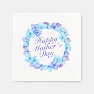 Elegant Happy Mother's Day Floral Wreath Napkin Serviette