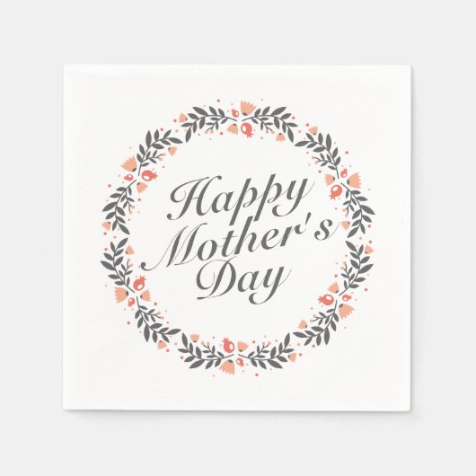 Elegant Happy Mother's Day Floral Wreath | Napkin Serviette (Vorderseite)