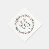 Elegant Happy Mother's Day Floral Wreath | Napkin Serviette (Ecke)