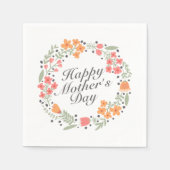 Elegant Happy Mother's Day Floral Wreath Napkin Serviette (Vorderseite)