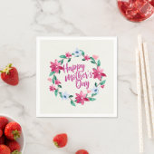 Elegant Happy Mother's Day Floral Wreath | Napkin Serviette (Beispiel)