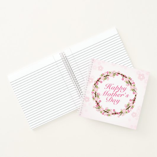 Elegant Happy Mother's Day Floral Wreath Notebook Notizblock (Innenseite)