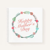 Elegant Happy Mother's Day Floral Wreath Notebook Notizblock (Vorderseite)