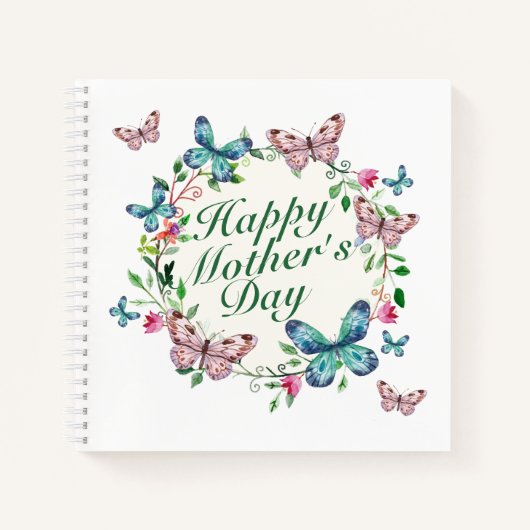 Elegant Happy Mother's Day Floral Wreath Notebook Notizblock (Vorderseite)