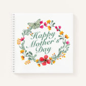 Elegant Happy Mother's Day Floral Wreath Notebook Notizblock (Vorderseite)