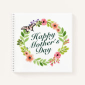 Elegant Happy Mother's Day Floral Wreath Notebook Notizblock (Vorderseite)