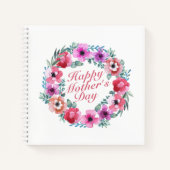 Elegant Happy Mother's Day Floral Wreath Notebook Notizbuch (Vorderseite)