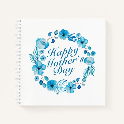 Elegant Happy Mother's Day Floral Wreath Notebook Notizbuch (Vorderseite)