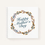 Elegant Happy Mother's Day Floral Wreath Notebook Notizbuch (Vorderseite)