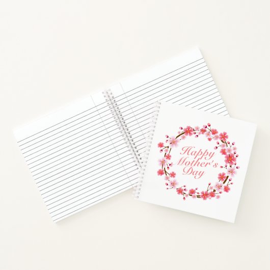 Elegant Happy Mother's Day Floral Wreath Notebook Notizbuch (Innenseite)