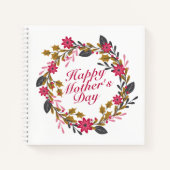 Elegant Happy Mother's Day Floral Wreath Notebook Notizbuch (Vorderseite)