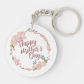 Elegant Happy Mother's Day Floral Wreath Schlüssel Schlüsselanhänger (Rückseite)