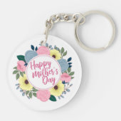 Elegant Happy Mother's Day Floral Wreath Schlüssel Schlüsselanhänger (Rückseite)
