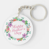 Elegant Happy Mother's Day Floral Wreath Schlüssel Schlüsselanhänger (Rückseite)