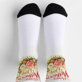 Elegant happy Mother's Day floral wreath Socken