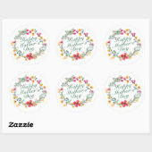 Elegant Happy Mother's Day Floral Wreath Sticker (Blatt)