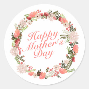 Elegant Happy Mother's Day Floral Wreath Sticker