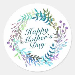 Elegant Happy Mother's Day Floral Wreath Sticker