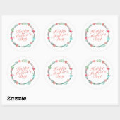Elegant Happy Mother's Day Floral Wreath Sticker (Blatt)