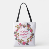 Elegant Happy Mother's Day Floral Wreath Tote Bag Tasche (Rückseite)