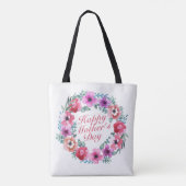 Elegant Happy Mother's Day Floral Wreath Tote Bag Tasche (Rückseite)