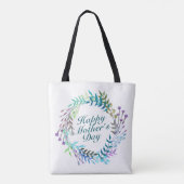 Elegant Happy Mother's Day Floral Wreath Tote Bag Tasche (Rückseite)