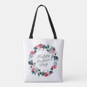 Elegant Happy Mother's Day Floral Wreath Tote Bag Tasche (Rückseite)