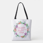 Elegant Happy Mother's Day Floral Wreath Tote Bag Tasche (Rückseite)