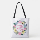 Elegant Happy Mother's Day Floral Wreath Tote Bag Tasche (Rückseite)