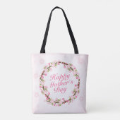 Elegant Happy Mother's Day Floral Wreath Tote Bag Tasche (Rückseite)