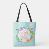 Elegant Happy Mother's Day Floral Wreath Tote Bag Tasche (Rückseite)