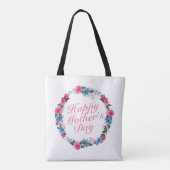 Elegant Happy Mother's Day Floral Wreath Tote Bag Tasche (Rückseite)