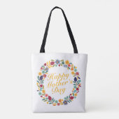 Elegant Happy Mother's Day Floral Wreath Tote Bag Tasche (Rückseite)