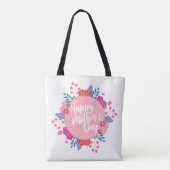 Elegant Happy Mother's Day Floral Wreath Tote Bag Tasche (Rückseite)