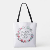 Elegant Happy Mother's Day Floral Wreath Tote Bag Tasche (Rückseite)