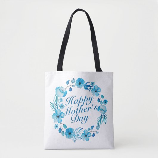 Elegant Happy Mother's Day Floral Wreath Tote Bag Tasche (Vorderseite)
