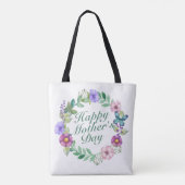 Elegant Happy Mother's Day Floral Wreath Tote Bag Tasche (Rückseite)
