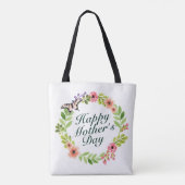 Elegant Happy Mother's Day Floral Wreath Tote Bag Tasche (Rückseite)