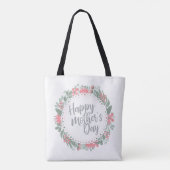 Elegant Happy Mother's Day Floral Wreath Tote Bag Tasche (Rückseite)