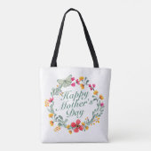 Elegant Happy Mother's Day Floral Wreath Tote Bag Tasche (Rückseite)