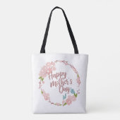 Elegant Happy Mother's Day Floral Wreath Tote Bag Tasche (Rückseite)