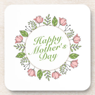 Elegant Happy Mother's Day Floral Wreath UNTERSE Getränkeuntersetzer