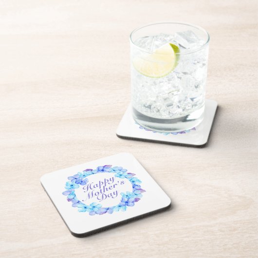 Elegant Happy Mother's Day Floral Wreath | UNTERSE Getränkeuntersetzer (Rechte Seite)