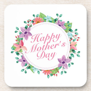 Elegant Happy Mother's Day Floral Wreath UNTERSE Getränkeuntersetzer