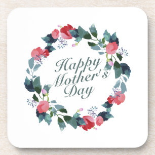 Elegant Happy Mother's Day Floral Wreath UNTERSE Getränkeuntersetzer