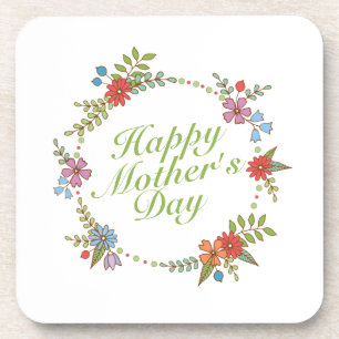 Elegant Happy Mother's Day Floral Wreath   UNTERSE Getränkeuntersetzer