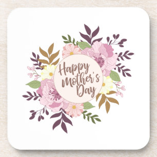 Elegant Happy Mother's Day Floral Wreath UNTERSE Getränkeuntersetzer