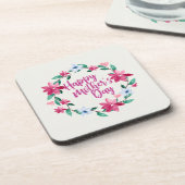 Elegant Happy Mother's Day Floral Wreath | UNTERSE Getränkeuntersetzer (Linke Seite)